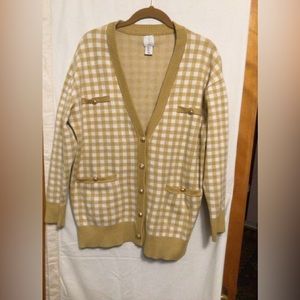JOIE Gingham grandma core ,cottage core ,casual ,cardigan SZ L
